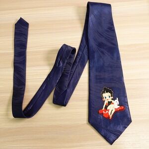 Betty Boop Tie Mens MIdnight Blue 90s Cartoon Novelty Silk Italian JT Hand Made